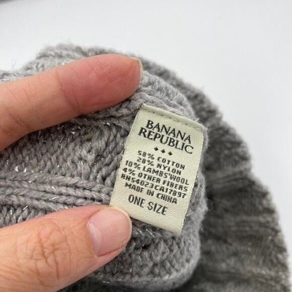 Banana Republic Women's Grey Silver Metallic Fiber Winter Beanie - Picture 3 of 4